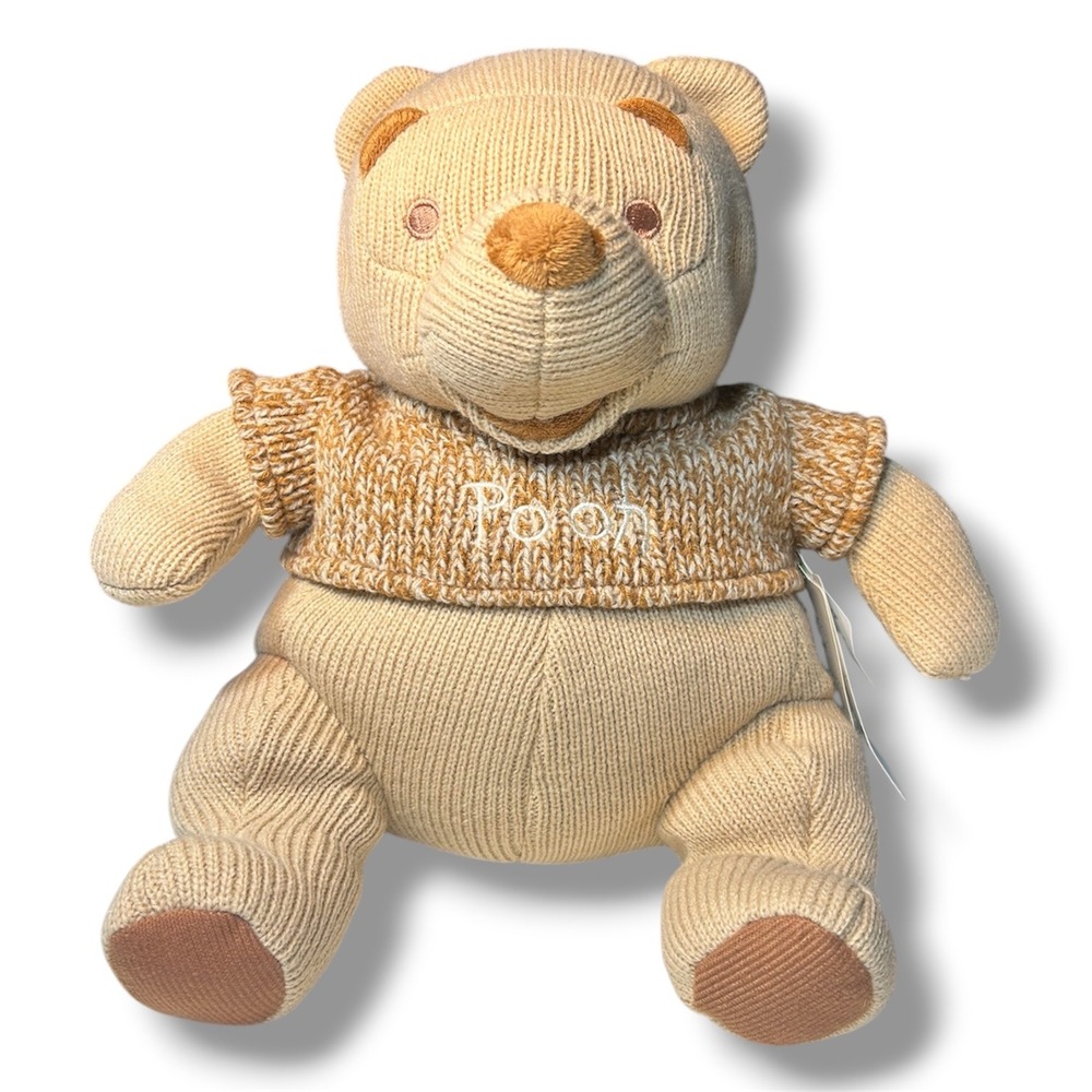 Disney Baby Winnie the Pooh Heirloom Knit Plush 15 Inch Tan Sweater Bear